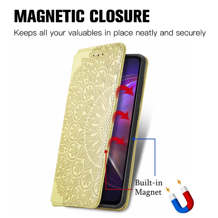 For vivo V21 Blooming Mandala Embossed Pattern Magnetic Horizontal Flip Leather Case with Holder & Card Slots & Wallet