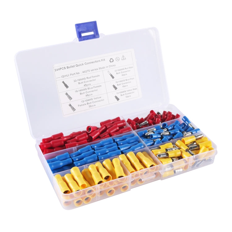 A6270 244 PCS Car Cable Connection Cold Press Terminal Male & Female Connector