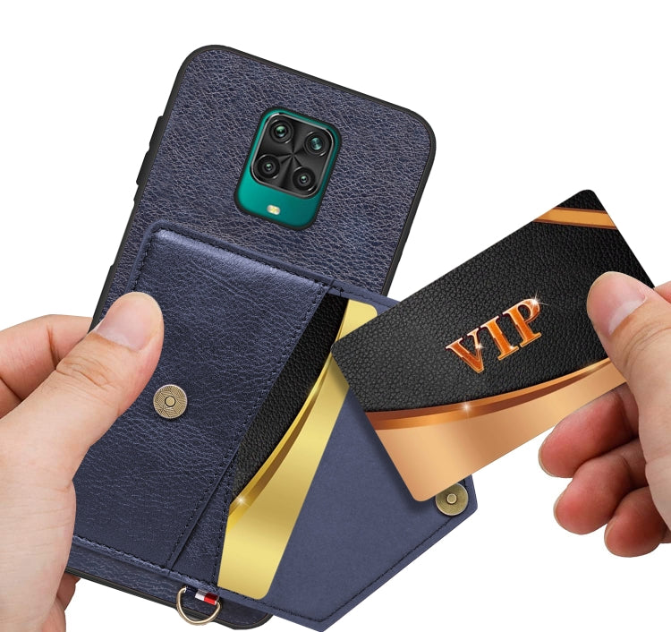 For Xiaomi Redmi Note 9 Pro Litchi Texture Silicone + PC + PU Leather Back Cover Shockproof Case with Card Slot