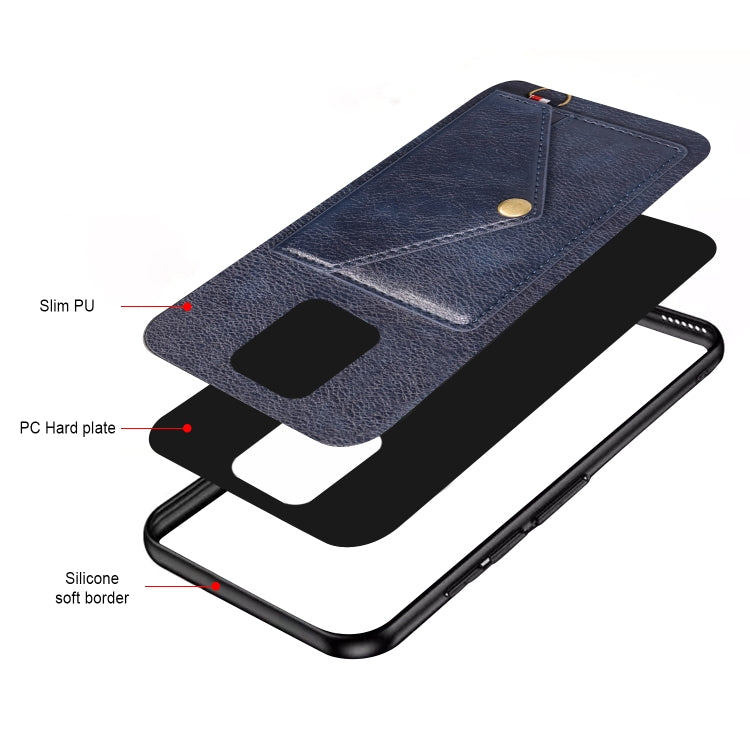For Xiaomi Redmi Note 9 Pro Litchi Texture Silicone + PC + PU Leather Back Cover Shockproof Case with Card Slot