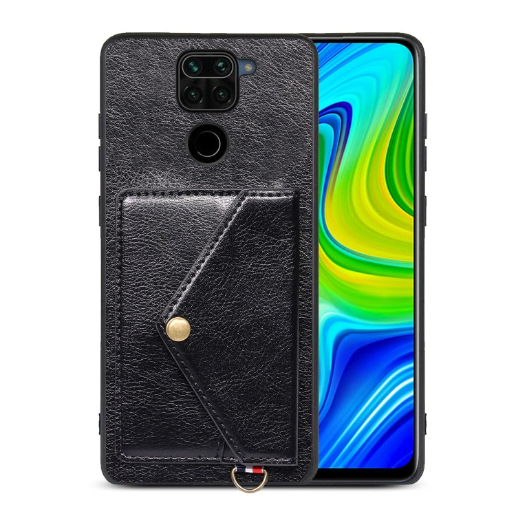 For Xiaomi Redmi Note 9 Litchi Texture Silicone + PC + PU Leather Back Cover Shockproof Case with Card Slot