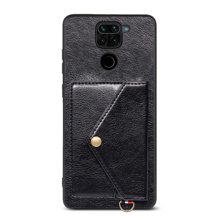 For Xiaomi Redmi Note 9 Litchi Texture Silicone + PC + PU Leather Back Cover Shockproof Case with Card Slot