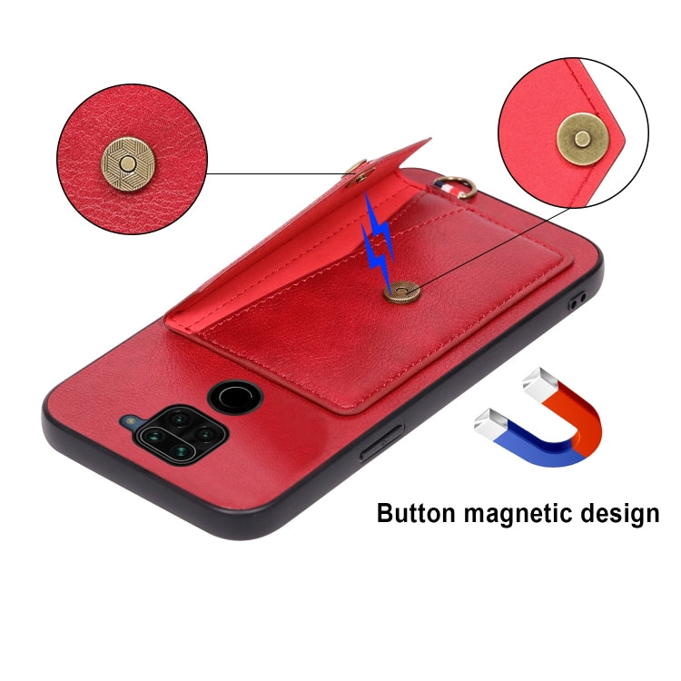 For Xiaomi Redmi Note 9 Litchi Texture Silicone + PC + PU Leather Back Cover Shockproof Case with Card Slot