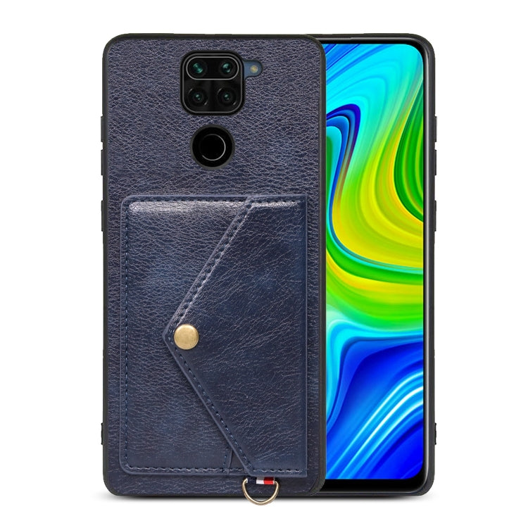 For Xiaomi Redmi Note 9 Litchi Texture Silicone + PC + PU Leather Back Cover Shockproof Case with Card Slot