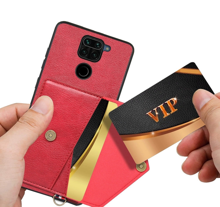 For Xiaomi Redmi Note 9 Litchi Texture Silicone + PC + PU Leather Back Cover Shockproof Case with Card Slot