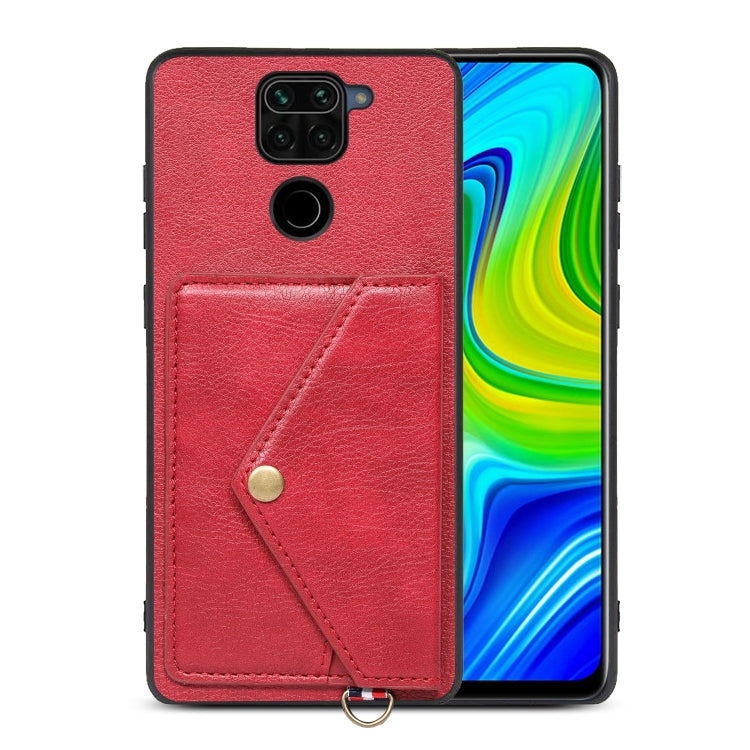 For Xiaomi Redmi Note 9 Litchi Texture Silicone + PC + PU Leather Back Cover Shockproof Case with Card Slot