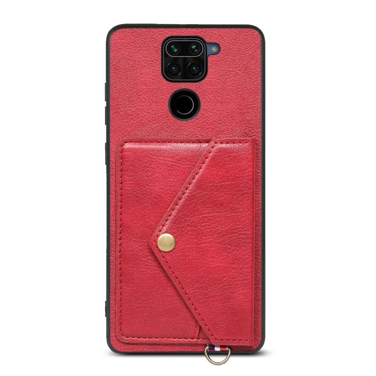 For Xiaomi Redmi Note 9 Litchi Texture Silicone + PC + PU Leather Back Cover Shockproof Case with Card Slot