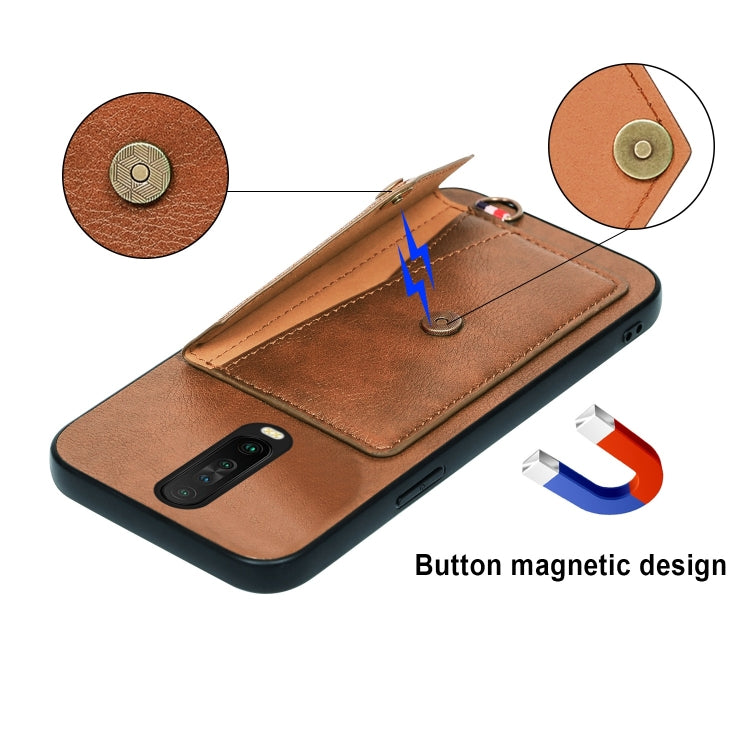 For Xiaomi Redmi K30 Litchi Texture Silicone + PC + PU Leather Back Cover Shockproof Case with Card Slot