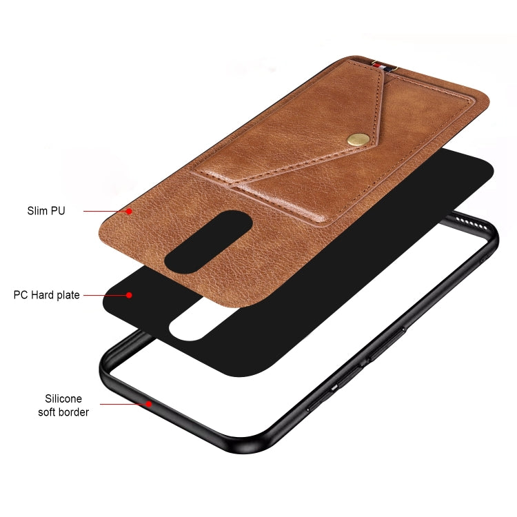For Xiaomi Redmi K30 Litchi Texture Silicone + PC + PU Leather Back Cover Shockproof Case with Card Slot