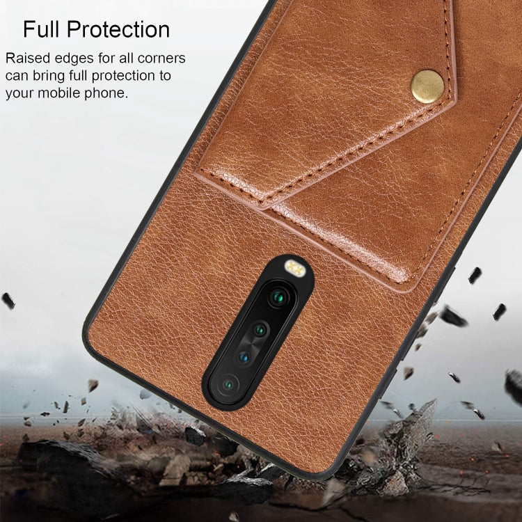 For Xiaomi Redmi K30 Litchi Texture Silicone + PC + PU Leather Back Cover Shockproof Case with Card Slot