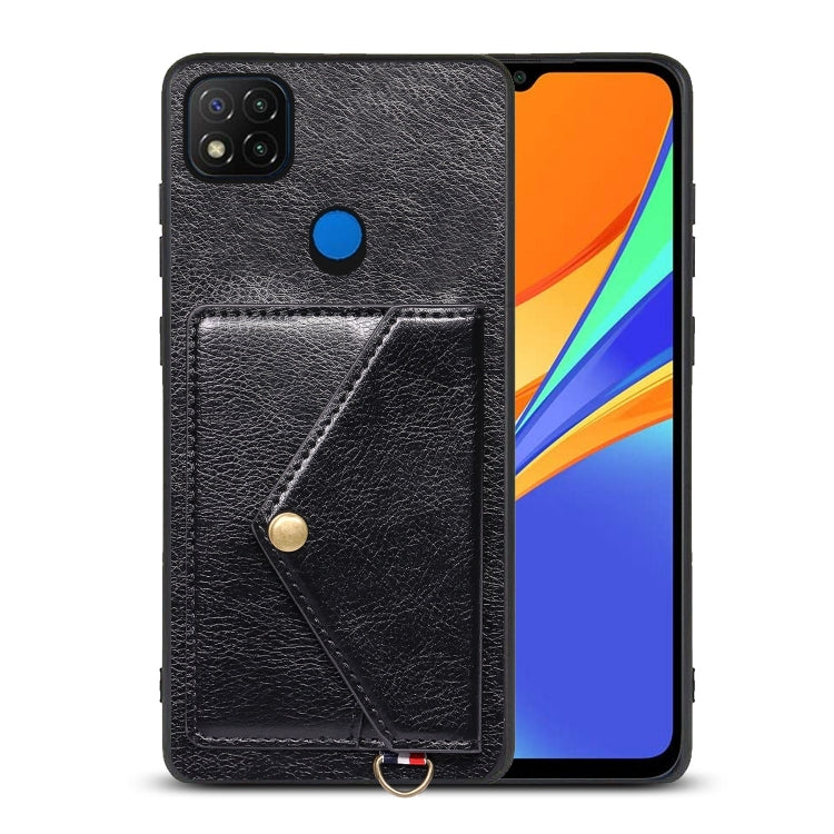 For Xiaomi Redmi 9C Litchi Texture Silicone + PC + PU Leather Back Cover Shockproof Case with Card Slot