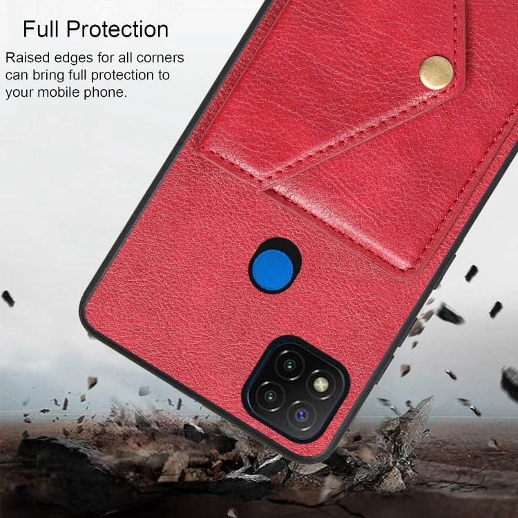For Xiaomi Redmi 9C Litchi Texture Silicone + PC + PU Leather Back Cover Shockproof Case with Card Slot