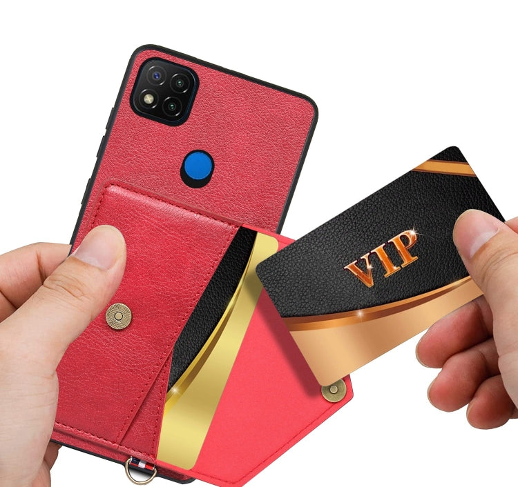For Xiaomi Redmi 9C Litchi Texture Silicone + PC + PU Leather Back Cover Shockproof Case with Card Slot