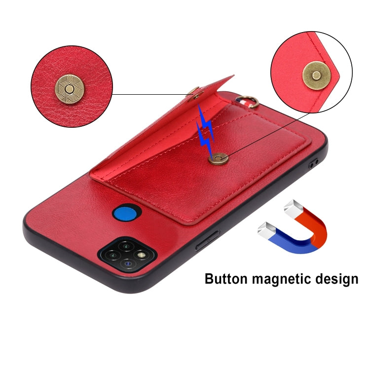 For Xiaomi Redmi 9C Litchi Texture Silicone + PC + PU Leather Back Cover Shockproof Case with Card Slot