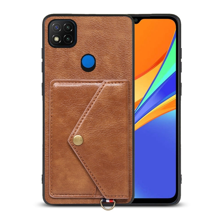 For Xiaomi Redmi 9C Litchi Texture Silicone + PC + PU Leather Back Cover Shockproof Case with Card Slot
