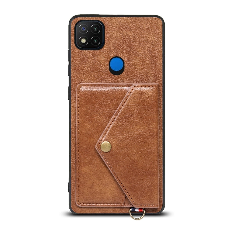 For Xiaomi Redmi 9C Litchi Texture Silicone + PC + PU Leather Back Cover Shockproof Case with Card Slot