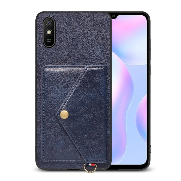 For Xiaomi Redmi 9A Litchi Texture Silicone + PC + PU Leather Back Cover Shockproof Case with Card Slot