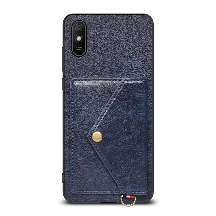 For Xiaomi Redmi 9A Litchi Texture Silicone + PC + PU Leather Back Cover Shockproof Case with Card Slot