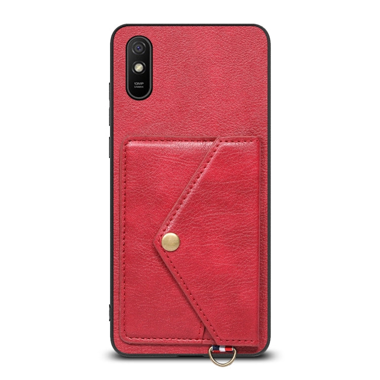 For Xiaomi Redmi 9A Litchi Texture Silicone + PC + PU Leather Back Cover Shockproof Case with Card Slot