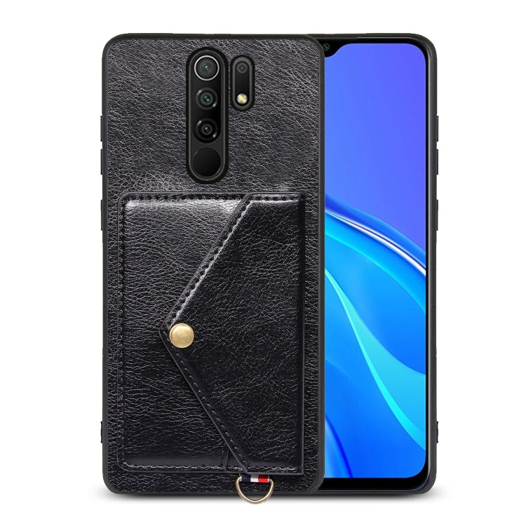 For Xiaomi Redmi 9 Litchi Texture Silicone + PC + PU Leather Back Cover Shockproof Case with Card Slot