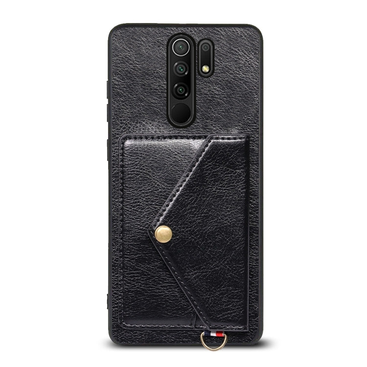 For Xiaomi Redmi 9 Litchi Texture Silicone + PC + PU Leather Back Cover Shockproof Case with Card Slot