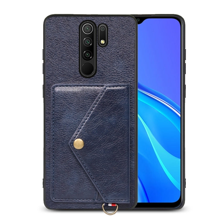 For Xiaomi Redmi 9 Litchi Texture Silicone + PC + PU Leather Back Cover Shockproof Case with Card Slot