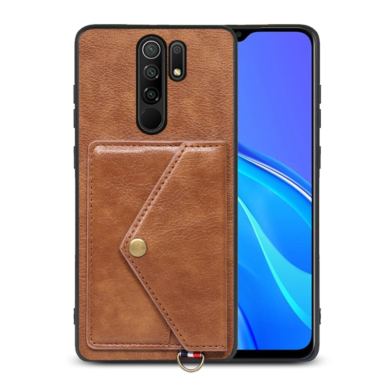 For Xiaomi Redmi 9 Litchi Texture Silicone + PC + PU Leather Back Cover Shockproof Case with Card Slot