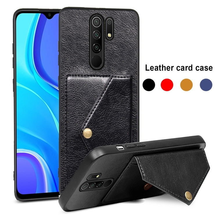 For Xiaomi Redmi 9 Litchi Texture Silicone + PC + PU Leather Back Cover Shockproof Case with Card Slot