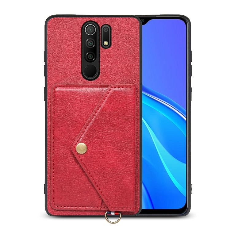 For Xiaomi Redmi 9 Litchi Texture Silicone + PC + PU Leather Back Cover Shockproof Case with Card Slot