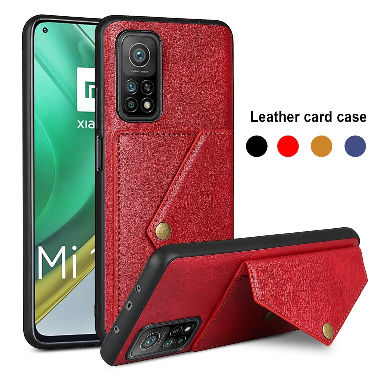 For Xiaomi Mi 10T Pro 5G Litchi Texture Silicone + PC + PU Leather Back Cover Shockproof Case with Card Slot