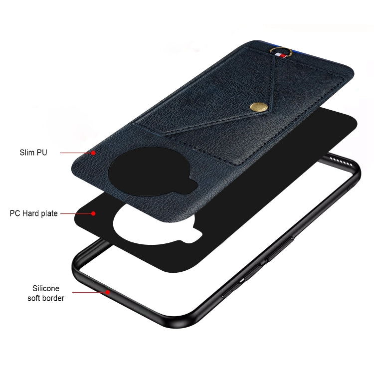 For Xiaomi Mi 10T Lite 5G Litchi Texture Silicone + PC + PU Leather Back Cover Shockproof Case with Card Slot