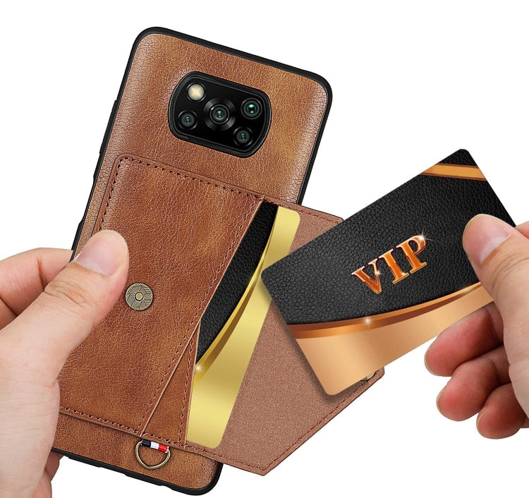 For Xiaomi Poco X3 NFC Litchi Texture Silicone + PC + PU Leather Back Cover Shockproof Case with Card Slot