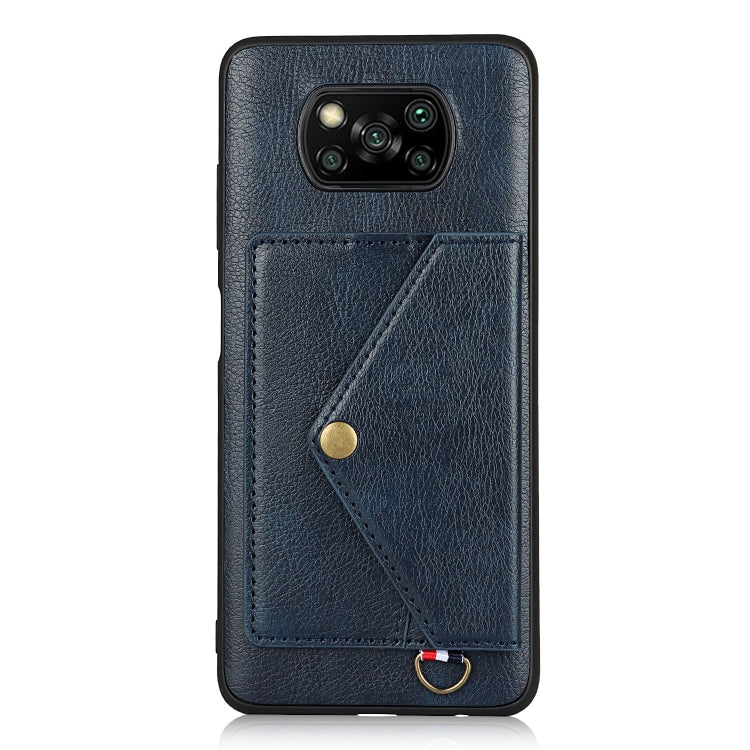 For Xiaomi Poco X3 NFC Litchi Texture Silicone + PC + PU Leather Back Cover Shockproof Case with Card Slot