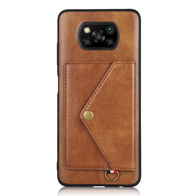 For Xiaomi Poco X3 NFC Litchi Texture Silicone + PC + PU Leather Back Cover Shockproof Case with Card Slot