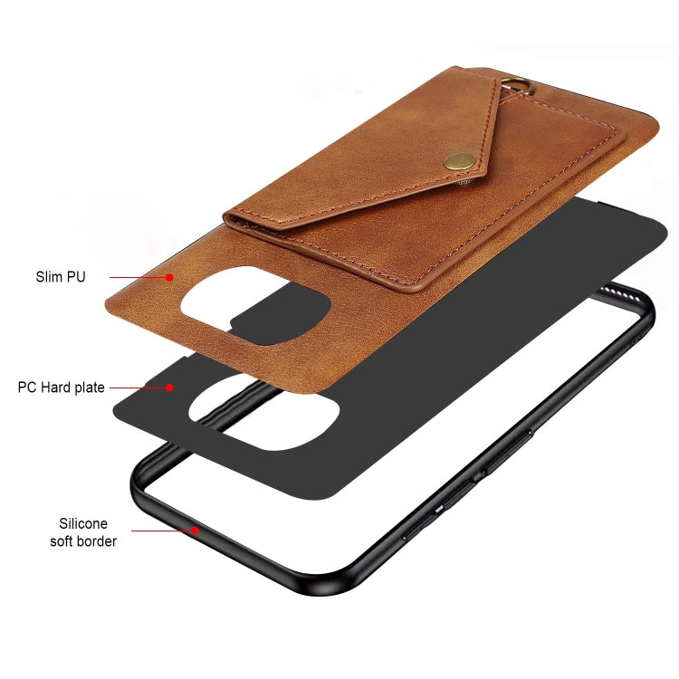 For Xiaomi Poco X3 NFC Litchi Texture Silicone + PC + PU Leather Back Cover Shockproof Case with Card Slot