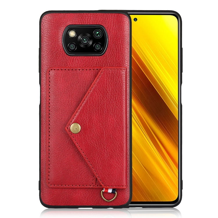 For Xiaomi Poco X3 NFC Litchi Texture Silicone + PC + PU Leather Back Cover Shockproof Case with Card Slot