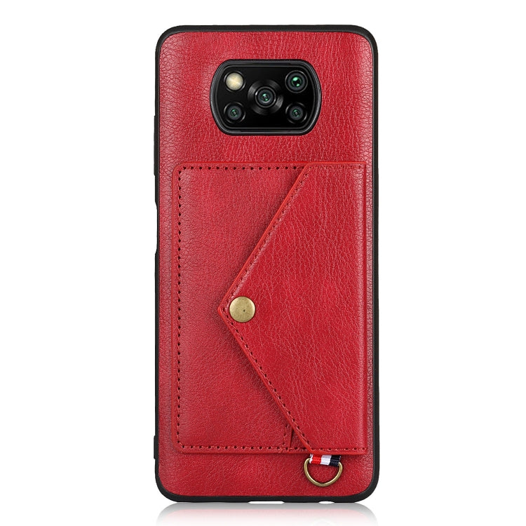 For Xiaomi Poco X3 NFC Litchi Texture Silicone + PC + PU Leather Back Cover Shockproof Case with Card Slot