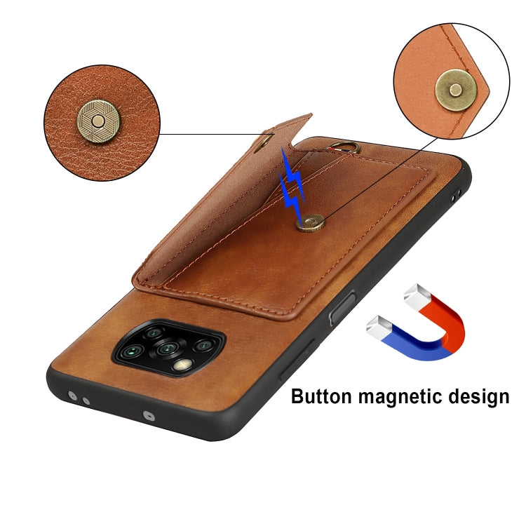 For Xiaomi Poco X3 NFC Litchi Texture Silicone + PC + PU Leather Back Cover Shockproof Case with Card Slot