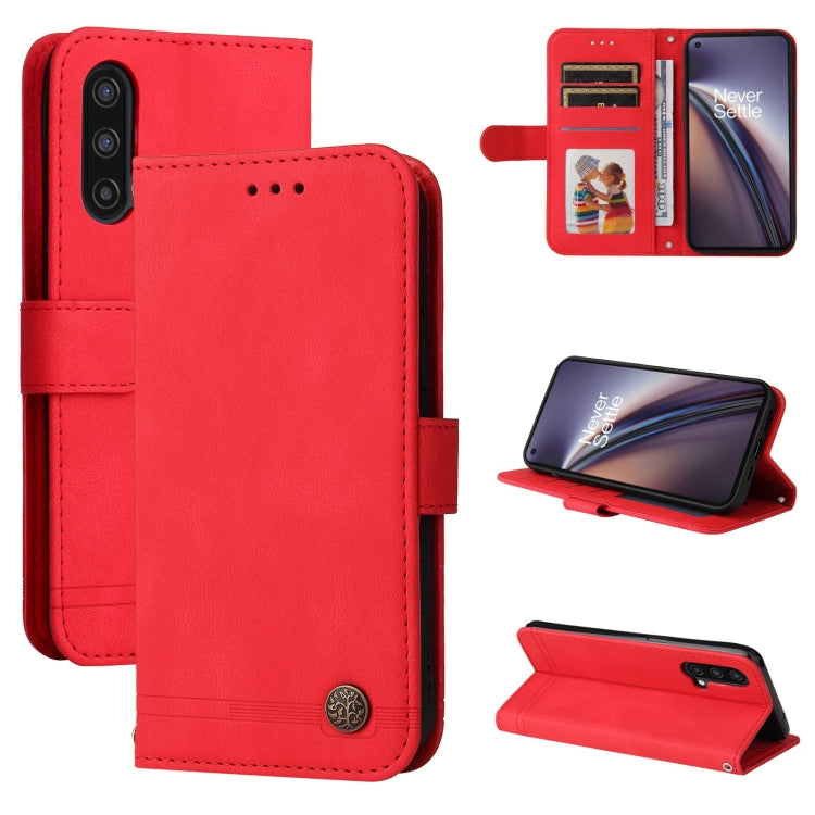 For OnePlus Nord CE 5G Skin Feel Life Tree Metal Button Horizontal Flip Leather Case with Holder & Card Slot & Wallet & Photo Frame & Strap