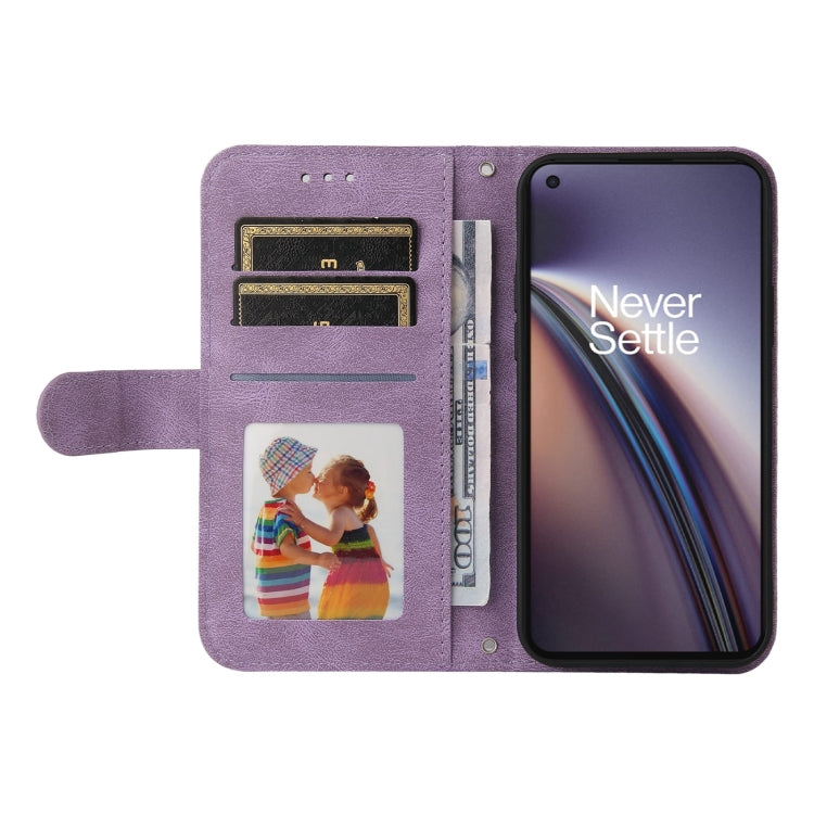 For OnePlus Nord CE 5G Skin Feel Life Tree Metal Button Horizontal Flip Leather Case with Holder & Card Slot & Wallet & Photo Frame & Strap
