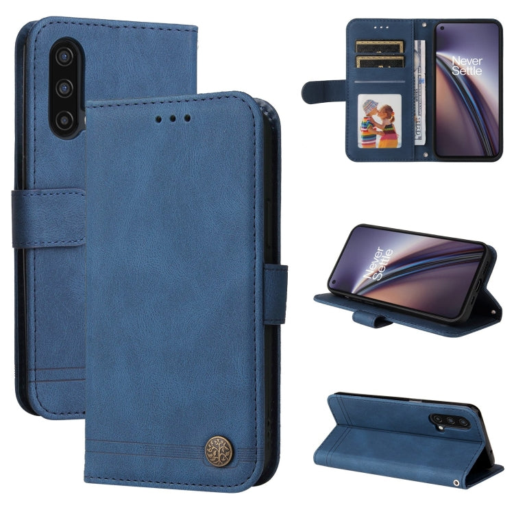 For OnePlus Nord CE 5G Skin Feel Life Tree Metal Button Horizontal Flip Leather Case with Holder & Card Slot & Wallet & Photo Frame & Strap