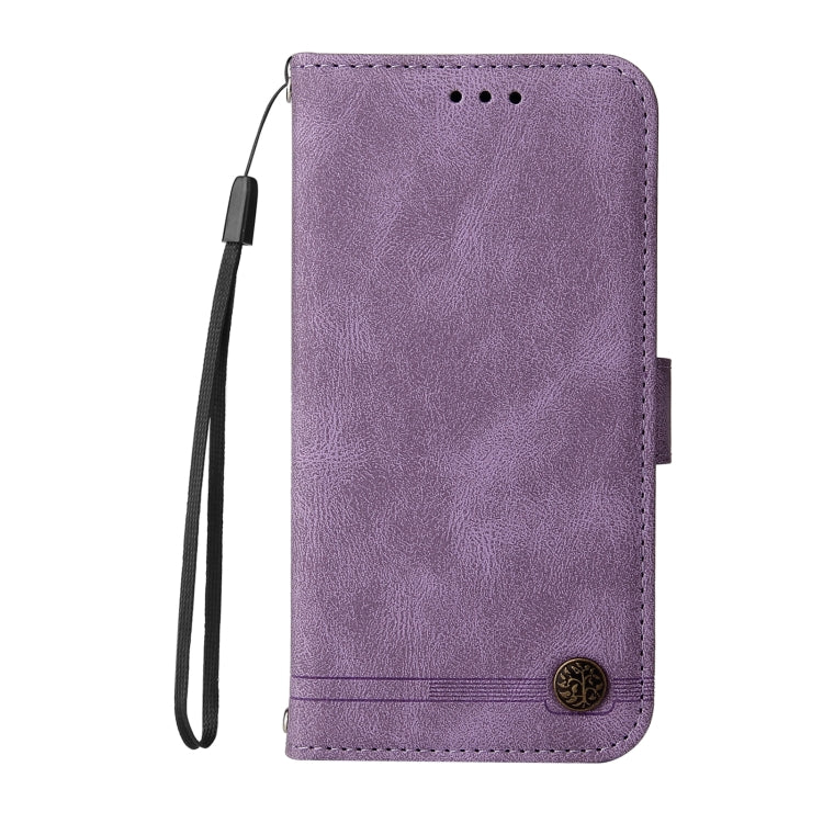 For iPhone 12 mini Skin Feel Life Tree Metal Button Horizontal Flip Leather Case with Holder & Card Slot & Wallet & Photo Frame & Strap