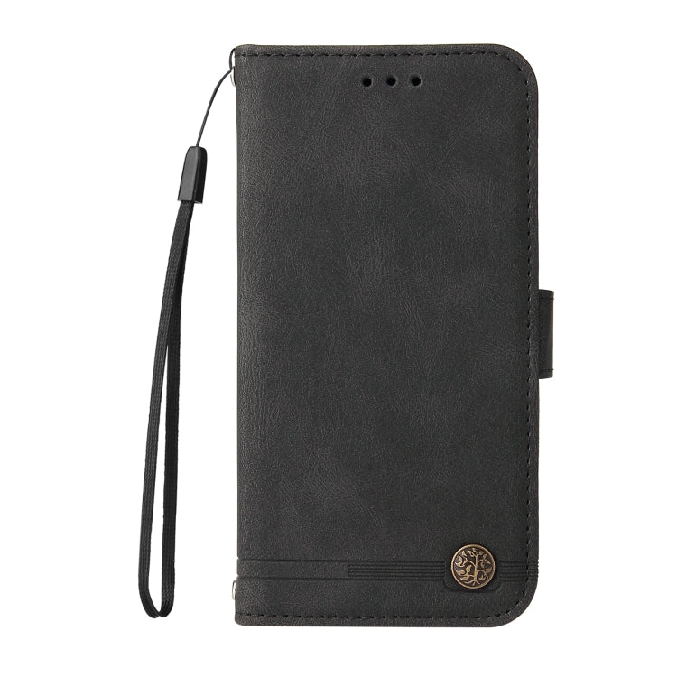 For iPhone 12 mini Skin Feel Life Tree Metal Button Horizontal Flip Leather Case with Holder & Card Slot & Wallet & Photo Frame & Strap