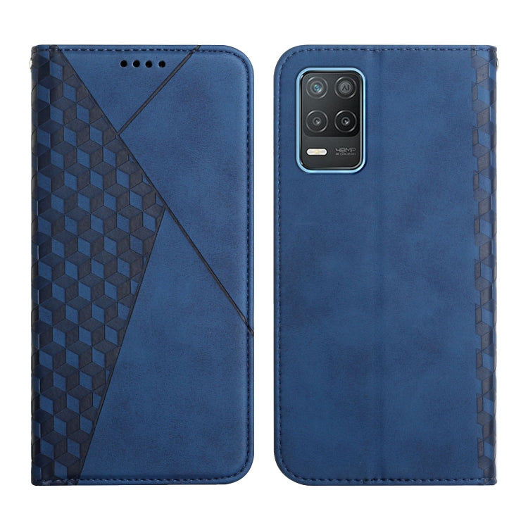 For OPPO Realme V13 5G / Realme 8 5G Diamond Pattern Splicing Skin Feel Magnetic Horizontal Flip Leather Case with Card Slots & Holder & Wallet