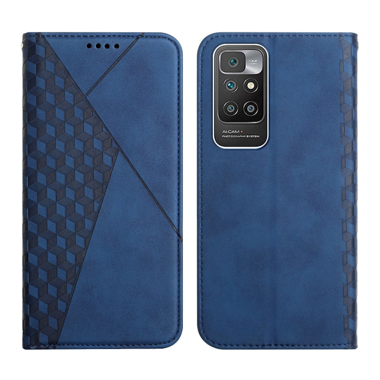 For Xiaomi Redmi 10 Diamond Pattern Splicing Skin Feel Magnetic Horizontal Flip Leather Case with Card Slots & Holder & Wallet