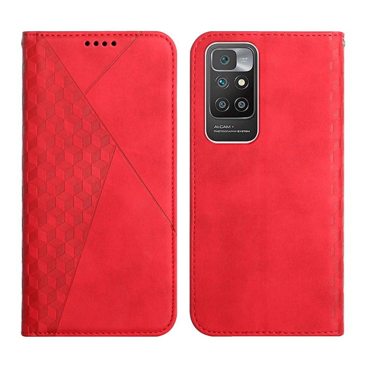 For Xiaomi Redmi 10 Diamond Pattern Splicing Skin Feel Magnetic Horizontal Flip Leather Case with Card Slots & Holder & Wallet
