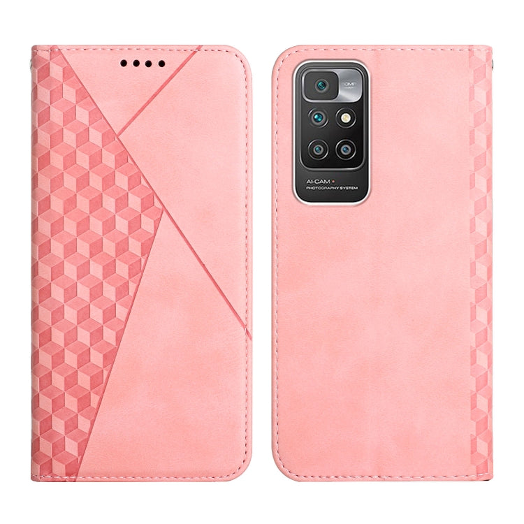 For Xiaomi Redmi 10 Diamond Pattern Splicing Skin Feel Magnetic Horizontal Flip Leather Case with Card Slots & Holder & Wallet
