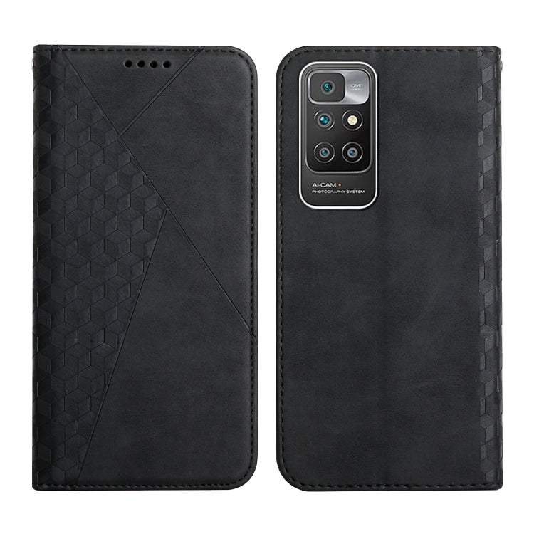 For Xiaomi Redmi 10 Diamond Pattern Splicing Skin Feel Magnetic Horizontal Flip Leather Case with Card Slots & Holder & Wallet