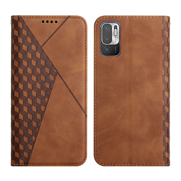 For Xiaomi Redmi Note 10 5G / Note 10T 5G / Poco M3 Pro 5G Diamond Pattern Splicing Skin Feel Magnetic Horizontal Flip Leather Case with Card Slots & Holder & Wallet