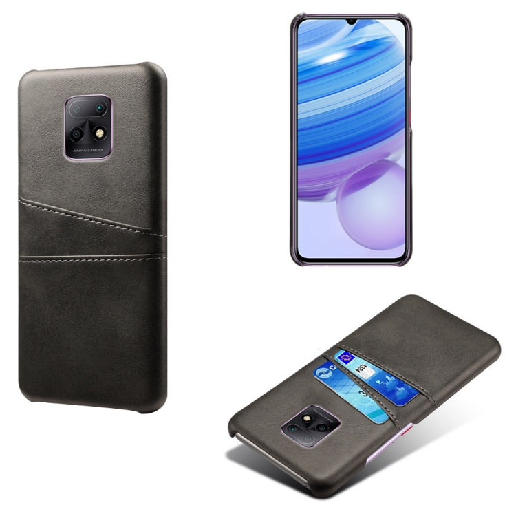 For Xiaomi Redmi 10X 5G Calf Texture PC + PU Leather Back Cover Shockproof Case with Dual Card Slots